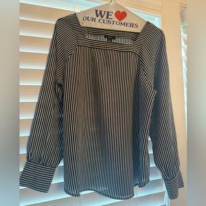 Striped square neck blouse